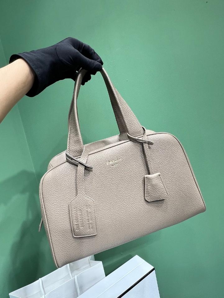 Prada Large leather top-handle bag clay grey 1BB148 33x22x14 cm -duoc-ban-tai-Hvip Bags and Accessories