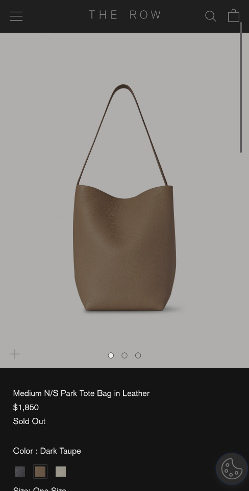 The Row Medium N/S Park Tote Bag in Leather Dark Taupe 30X28X15.5cm -duoc-ban-tai-Hvip Bags and Accessories