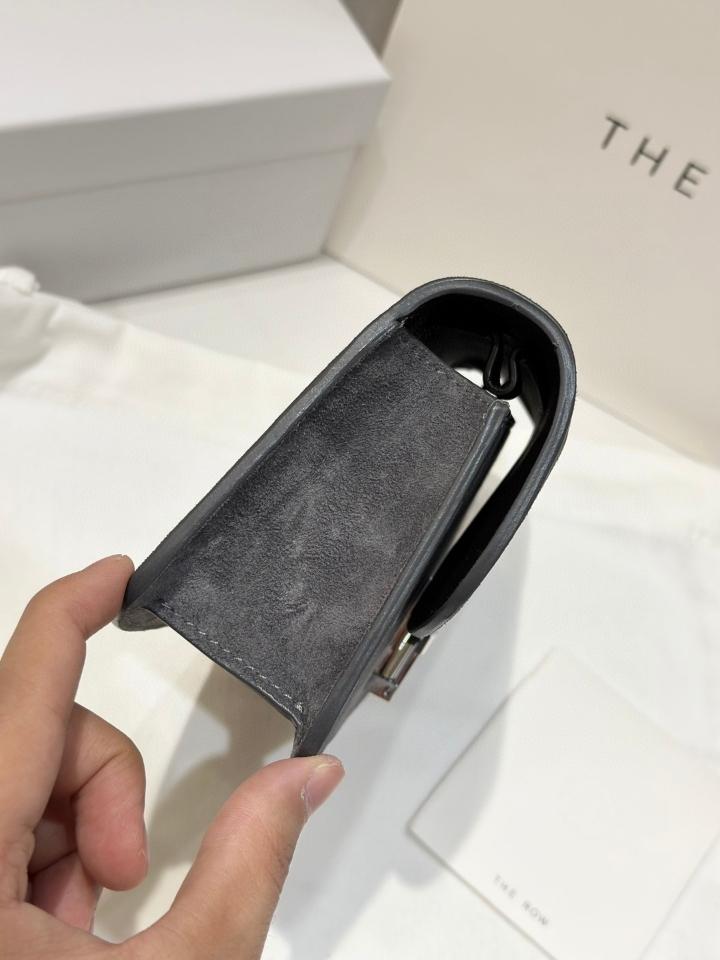 The Row Sofia suede shoulder bag dark grey PHW 19*10.5*5cm -duoc-ban-tai-Hvip Bags and Accessories