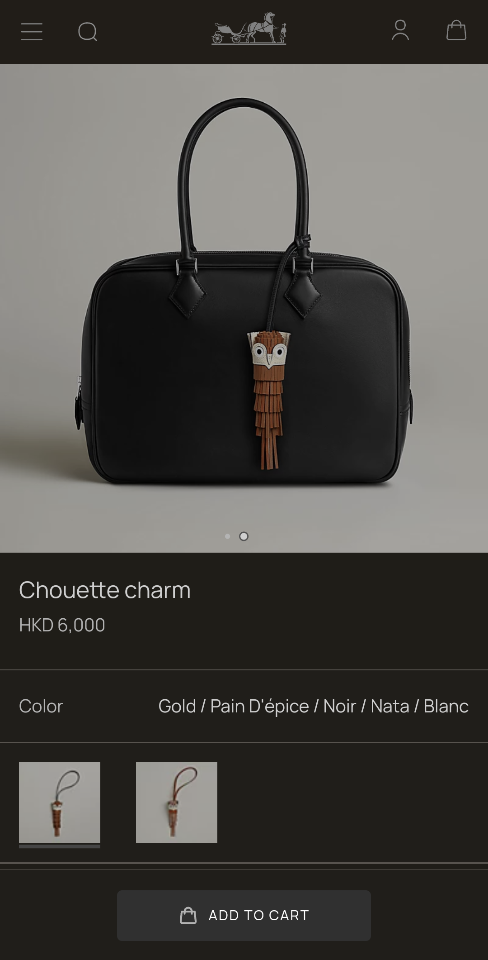 Hermès Chouette charm gold / pain d'épice / noir / nata / blanc H085001CAAB-duoc-ban-tai-Hvip Bags and Accessories
