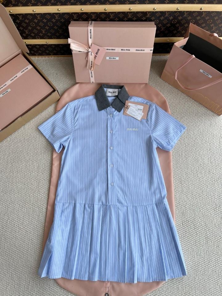Miu Miu Pleated striped dress MF5399-duoc-ban-tai-Hvip Shoes and Clothes