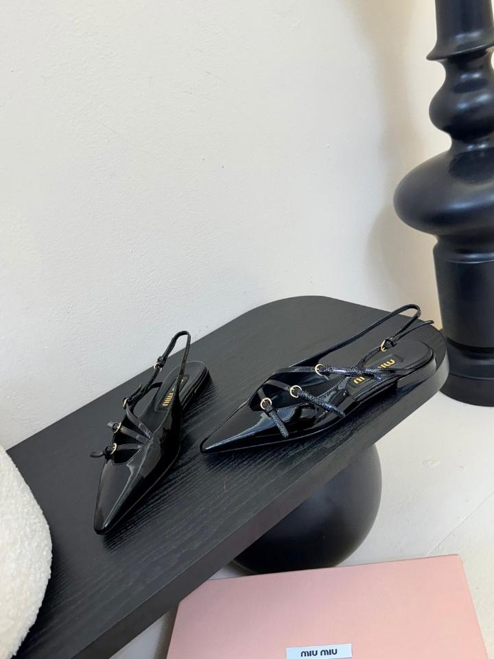 Miu Miu Leather slingback ballerinas with buckles black 5F476E (1)-duoc-ban-tai-Hvip Shoes and Clothes