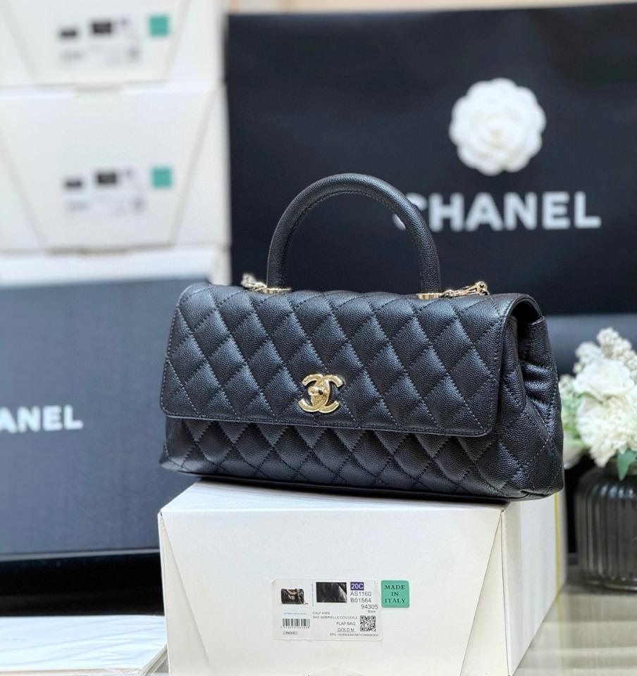 Chanel Maxi Flap Bag with Top Handle
Grained calfskin& Gold-Tone Metal 
Black AS6091 31×12×7cm-duoc-ban-tai-Hvip Bags and Accessories