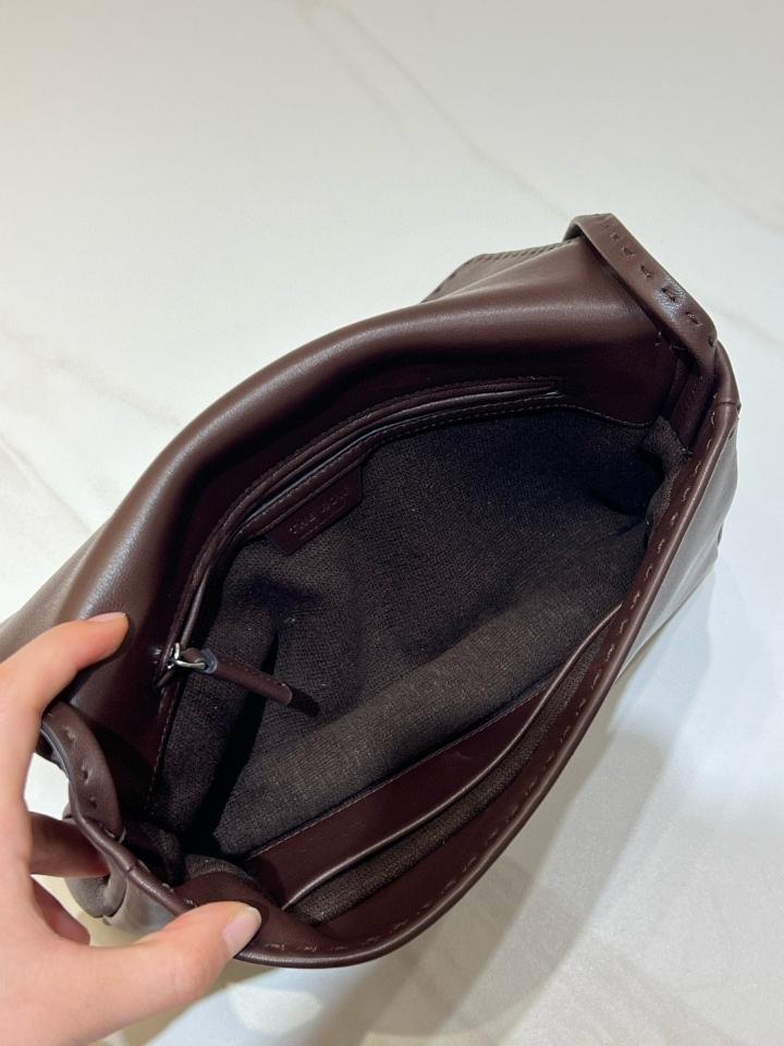 The Row Nuance Shoulder Bag sleek nappa Leather Dark brown 24x4x15cm-duoc-ban-tai-Hvip Bags and Accessories