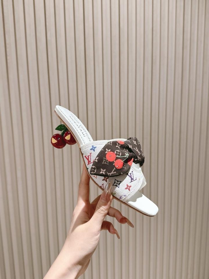 Louis Vuitton LV x TM Cherie Mules leather white logo 55mm (1) -duoc-ban-tai-Hvip Shoes and Clothes