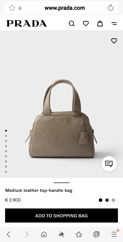 Prada Medium leather top-handle bag Clay Grey 1BB149 28x20x13 cm-duoc-ban-tai-Hvip Bags and Accessories