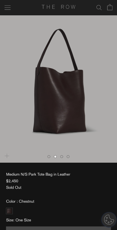 THE ROW Medium N/S Park smooth calfskin leather tote bag Chestnut 30X28X15.5cm -duoc-ban-tai-Hvip Bags and Accessories