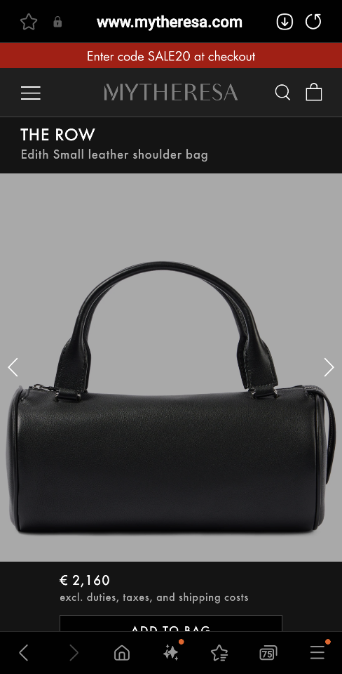 THE ROW 
Edith Small leather shoulder bag black 25x9x13x12cm-duoc-ban-tai-Hvip Bags and Accessories