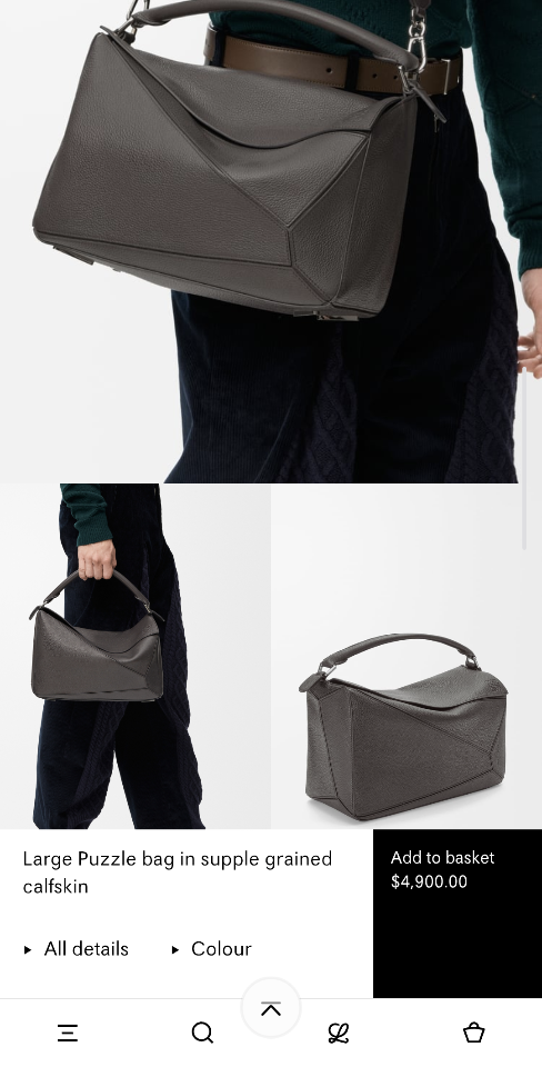 Loewe Large Puzzle bag in supple grained calfskin B510PNLX03 dark grey -duoc-ban-tai-Hvip Bags and Accessories