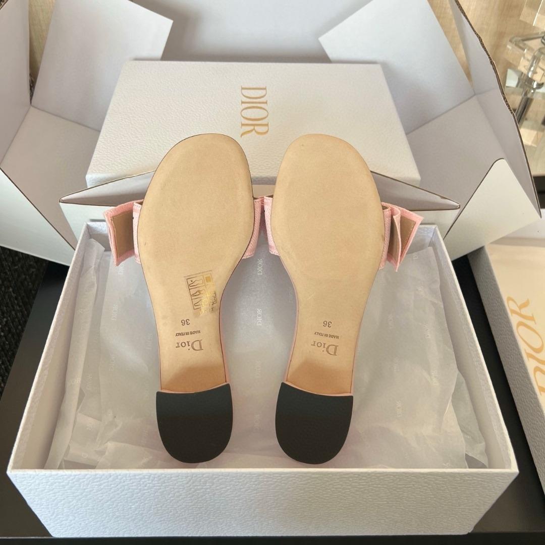 Dior J'Adior Heeled Slide Embroidered Cotton-duoc-ban-tai-Hvip Shoes and Clothes
