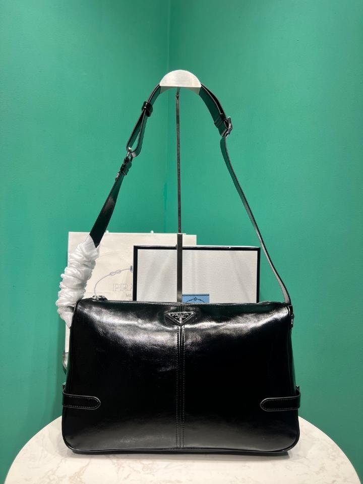Prada Leather shoulder bag black 2VH187 35x22x12cm-duoc-ban-tai-Hvip Bags and Accessories