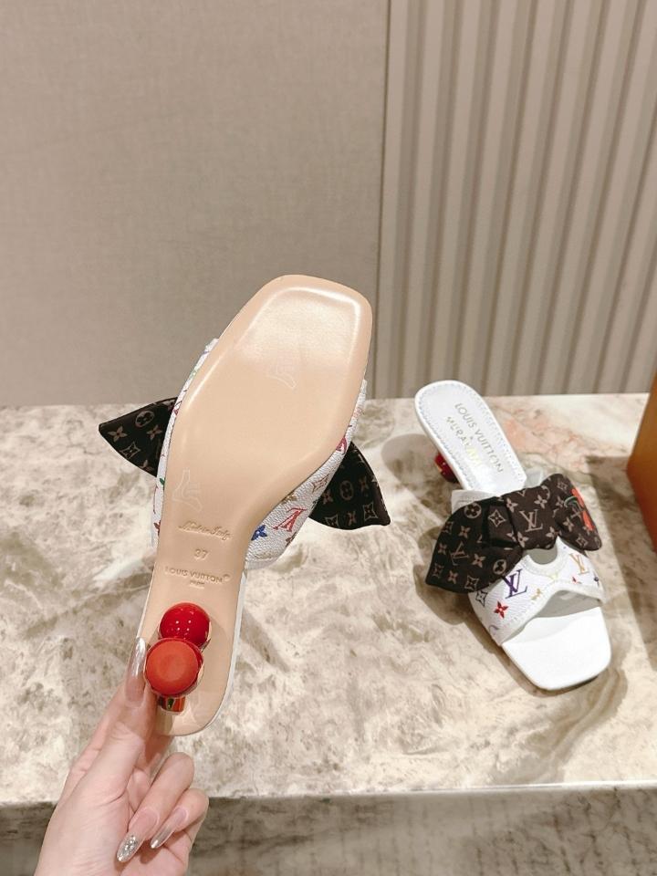 Louis Vuitton LV x TM Cherie Mules leather white logo 55mm (1) -duoc-ban-tai-Hvip Shoes and Clothes