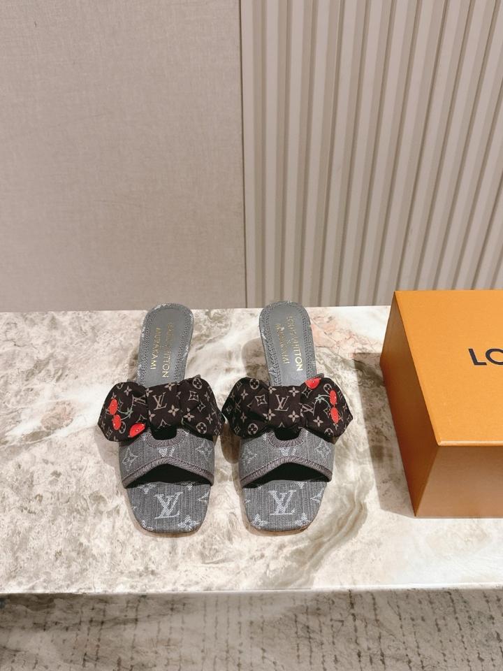 Louis Vuitton LV x TM Cherie Mules grey 55mm (1)-duoc-ban-tai-Hvip Shoes and Clothes
