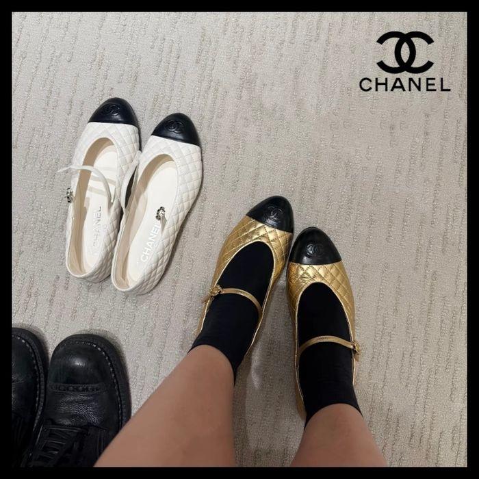 Chanel 25a BALLERINAS lambskin white/black (1) -duoc-ban-tai-Hvip Shoes and Clothes