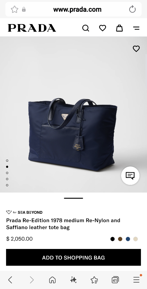 Prada Re-Edition 1978 medium Re-Nylon and Saffiano leather tote bag Baltic Blue 1BG555 35x26x15cm-duoc-ban-tai-Hvip Bags and Accessories