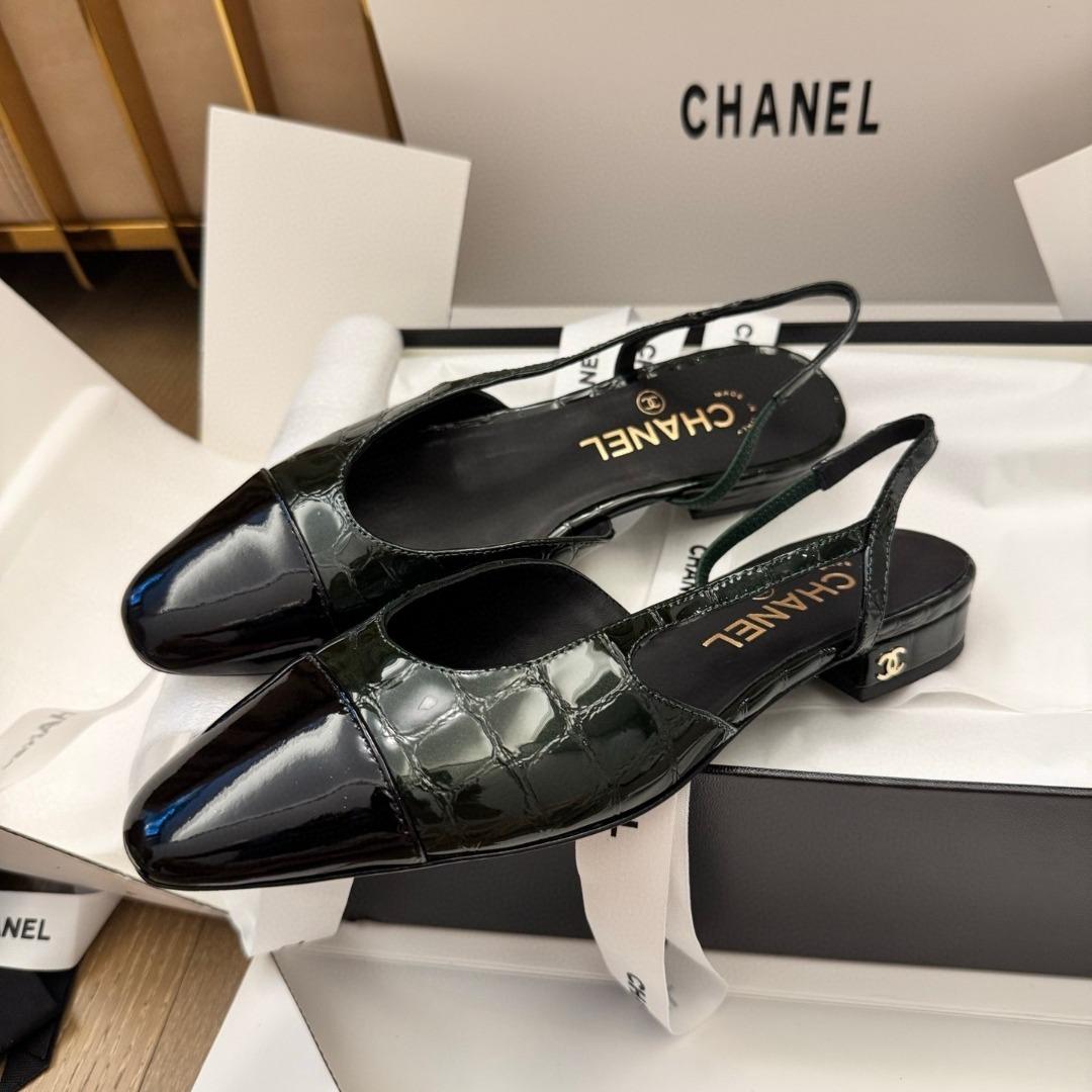 Chanel Slingbacks Crocodile Embossed Patent Calfskin & Patent Calfskin 20mm G39221-duoc-ban-tai-Hvip Shoes and Clothes