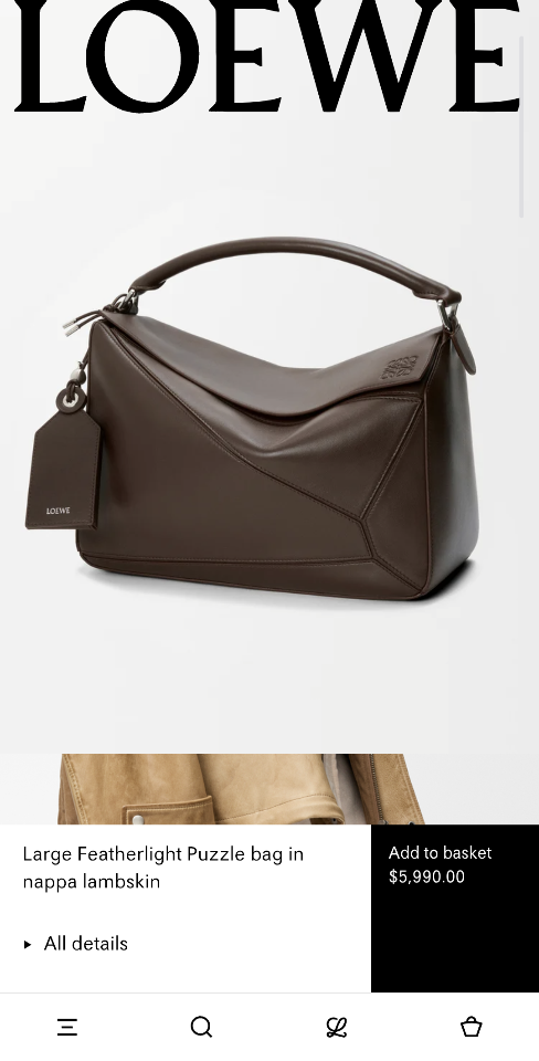 Loewe Large Featherlight Puzzle bag in nappa lambskin B510PNLX02 33*14.7*21.5CM Dark Chestnut -duoc-ban-tai-Hvip Bags and Accessories