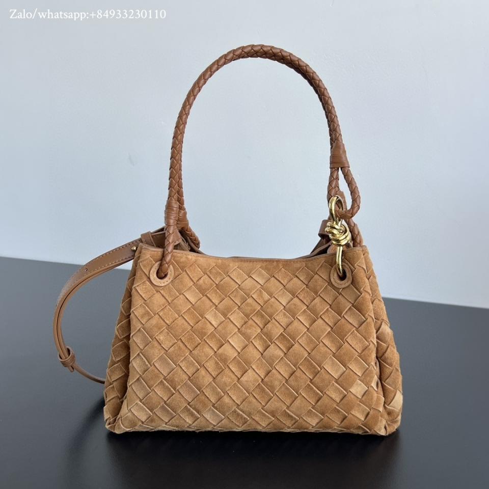 Bottega Veneta medium suede Parachute amber 835921 29.5x17.5x18.5cm -duoc-ban-tai-Hvip Bags and Accessories