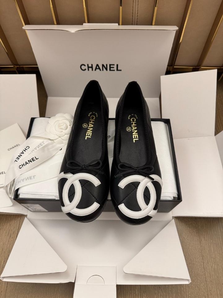 Chanel Ballet flats Lambskin Black and white G47163 -duoc-ban-tai-Hvip Shoes and Clothes