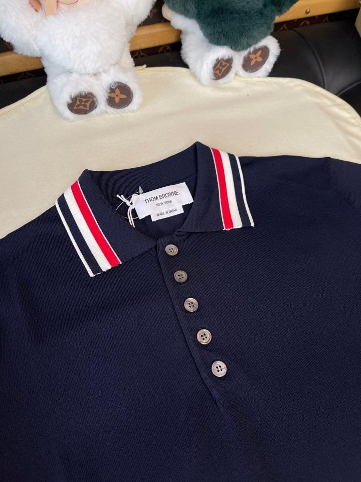 Thom Browne STRETCH VISCOSE TENNIS POLO navy blue -duoc-ban-tai-Hvip Shoes and Clothes