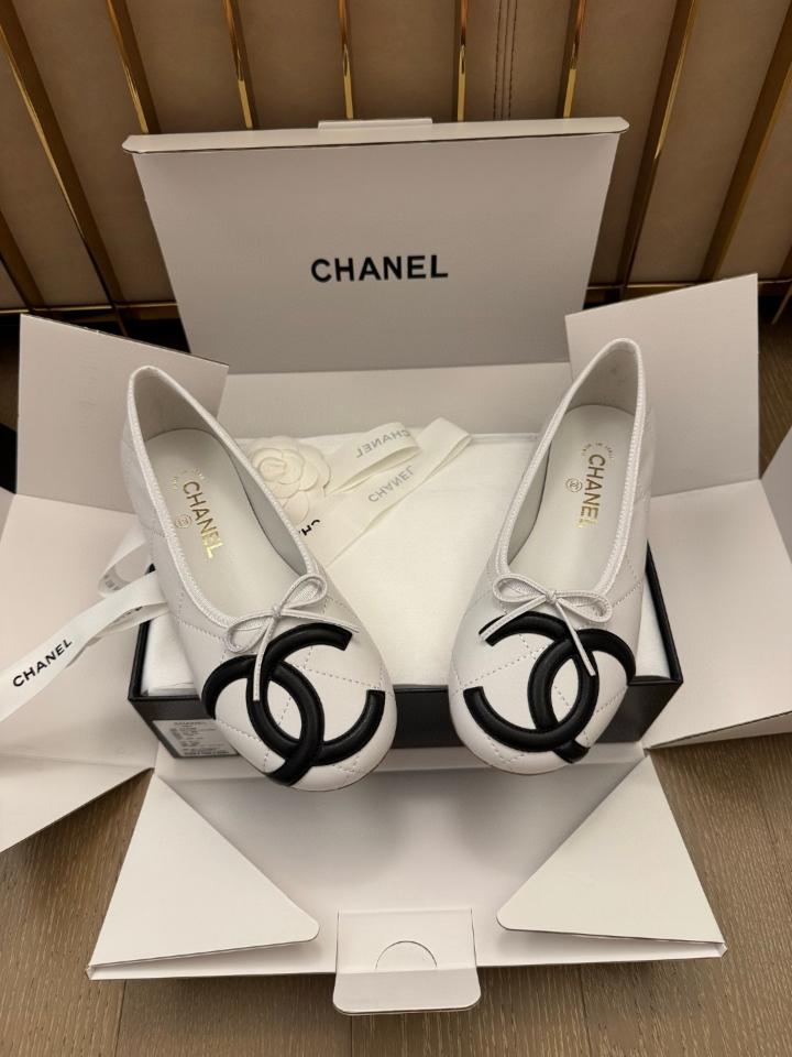 Chanel Ballet flats Lambskin white and black G47163 -duoc-ban-tai-Hvip Shoes and Clothes