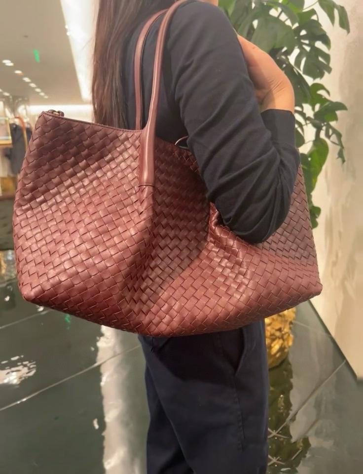 Bottega Veneta Large Pinacoteca burgundy/blue 817166 23*43*14.5cm-duoc-ban-tai-Hvip Bags and Accessories