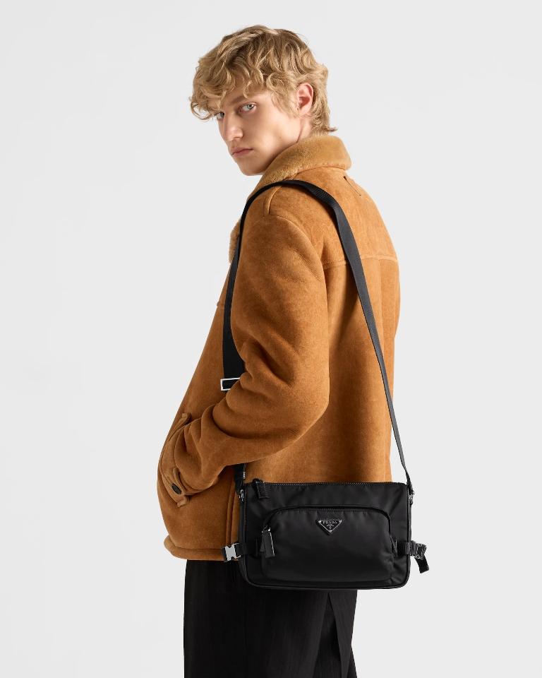 Prada Medium Re-Nylon and Saffiano leather shoulder bag black 2VH192 28x17.5x10cm-duoc-ban-tai-Hvip Bags and Accessories