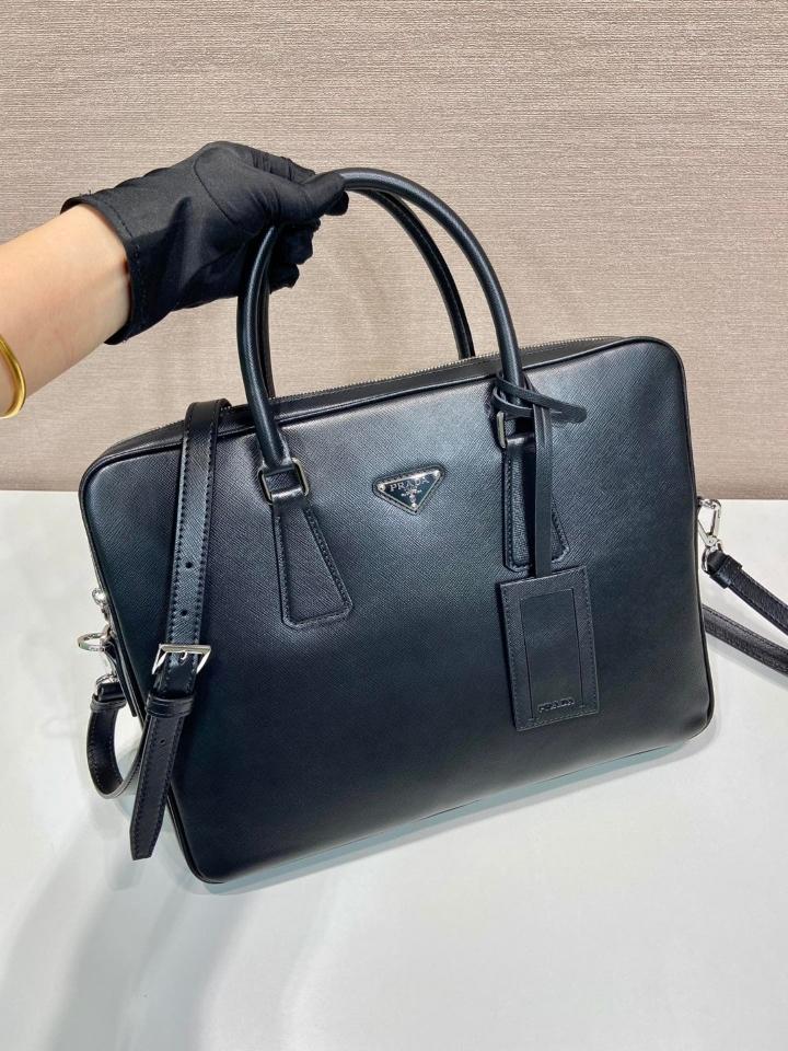 Prada Saffiano leather bag black 0368 37x28x3.5cm -duoc-ban-tai-Hvip Bags and Accessories