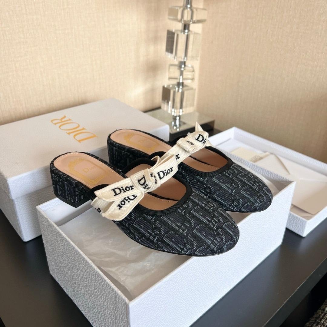 Dior J'adior mule heels cotton Embroidered-duoc-ban-tai-Hvip Shoes and Clothes