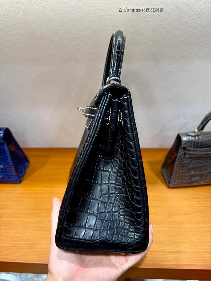 Hermès Kelly 25cm Noir Alligator PHW -duoc-ban-tai-Hvip Bags and Accessories