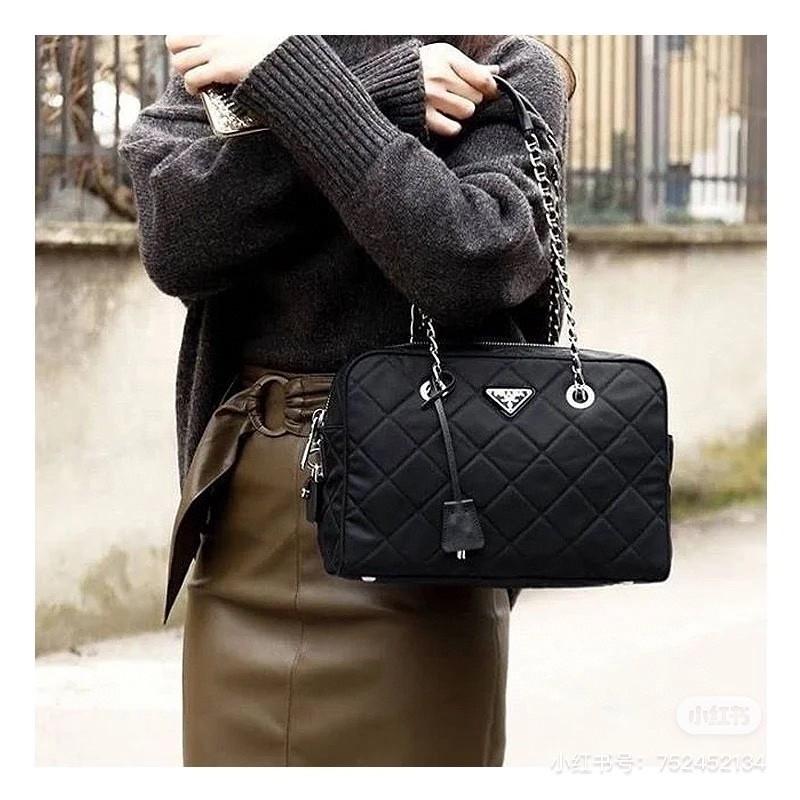 Prada canvas black bag 1BD642 22x16x6.5cm-duoc-ban-tai-Hvip Bags and Accessories