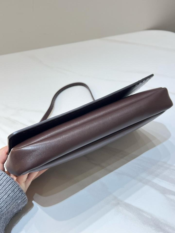 The Row Nuance Shoulder Bag sleek nappa Leather Dark brown 24x4x15cm-duoc-ban-tai-Hvip Bags and Accessories