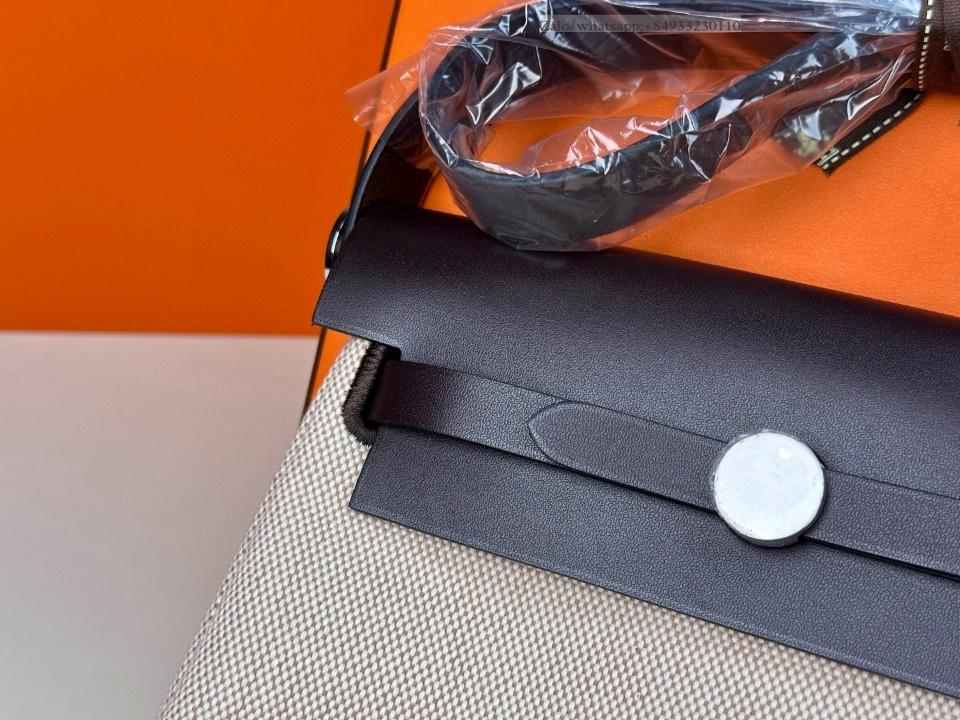 Hermès Herbag zip Mini Vache Hunter Toile Noir/Ecru PHW -duoc-ban-tai-Hvip Bags and Accessories