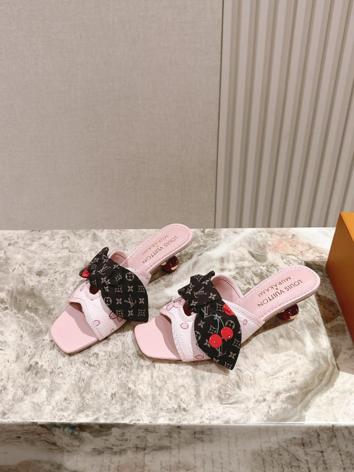 Louis Vuitton LV x TM Cherie Mules leather pink 55mm (1) -duoc-ban-tai-Hvip Shoes and Clothes