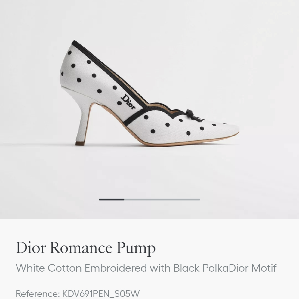 Dior Romance PumpBlack Cotton Embroidered with White PolkaDior Motif-duoc-ban-tai-Hvip Shoes and Clothes