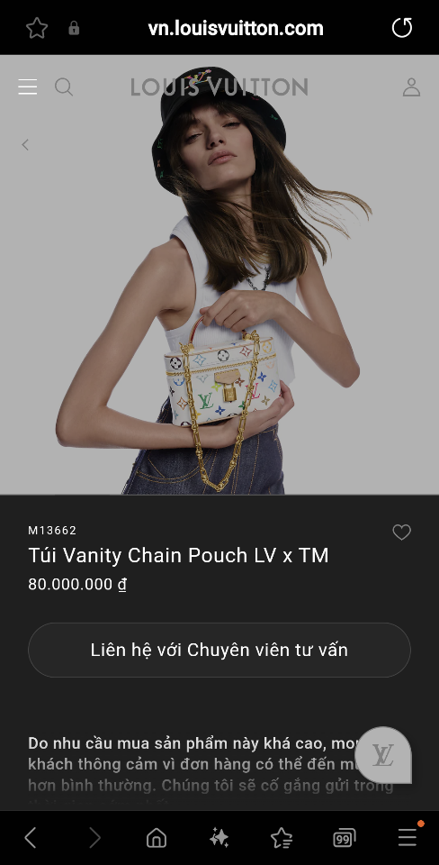 Louis Vuitton M13662
Túi Vanity Chain Pouch LV x TM 11.5 x 6.5 x19cm-duoc-ban-tai-Hvip Bags and Accessories