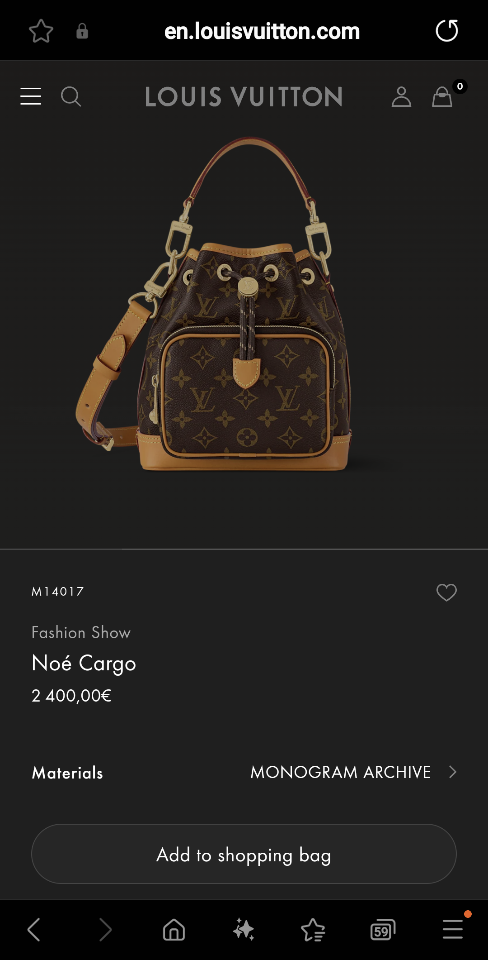 Louis Vuitton M14017
Fashion Show
Noé Cargo 24 x 16 x 22cm-duoc-ban-tai-Hvip Bags and Accessories