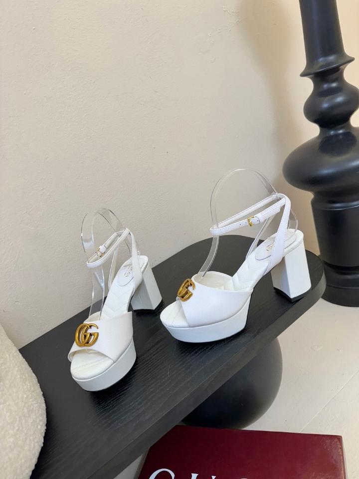 Gucci Women's platform sandal with Double G 80mm white leather 832450 (1) -duoc-ban-tai-Hvip Shoes and Clothes
