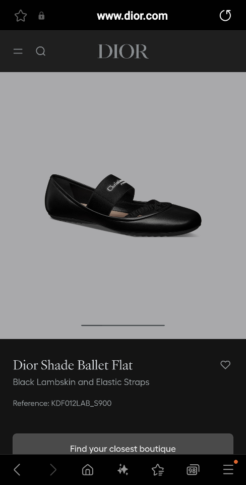 Dior Shade Ballet Flat
Black Lambskin and Elastic Straps
 KDF012LAB_S900 (2)-duoc-ban-tai-Hvip Shoes and Clothes