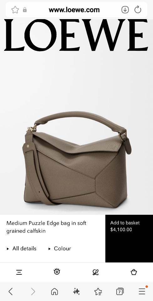 Loewe Medium Puzzle Edge bag
in soft grained calfskin taupe A510P49X26 29*19.5*14cm
-duoc-ban-tai-Hvip Bags and Accessories