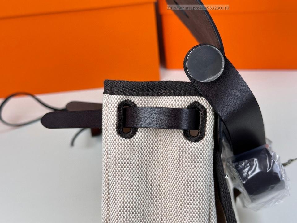 Hermès Herbag zip Mini Vache Hunter Toile Noir/Ecru PHW -duoc-ban-tai-Hvip Bags and Accessories