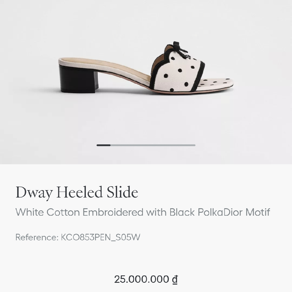 Dior Dway Heeled SlideWhite Cotton Embroidered with Black PolkaDior Motif-duoc-ban-tai-Hvip Shoes and Clothes