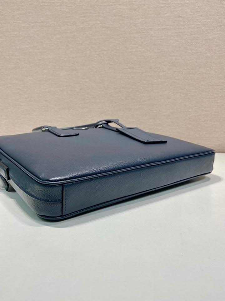 Prada Saffiano leather bag blue 0368 37x28x3.5cm-duoc-ban-tai-Hvip Bags and Accessories