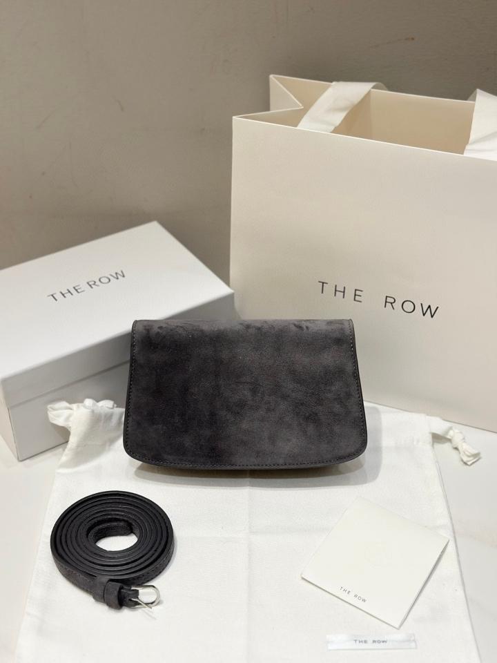 The Row Sofia suede shoulder bag dark grey PHW 19*10.5*5cm -duoc-ban-tai-Hvip Bags and Accessories