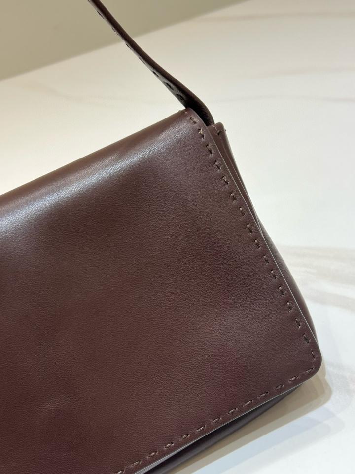 The Row Nuance Shoulder Bag sleek nappa Leather Dark brown 24x4x15cm-duoc-ban-tai-Hvip Bags and Accessories