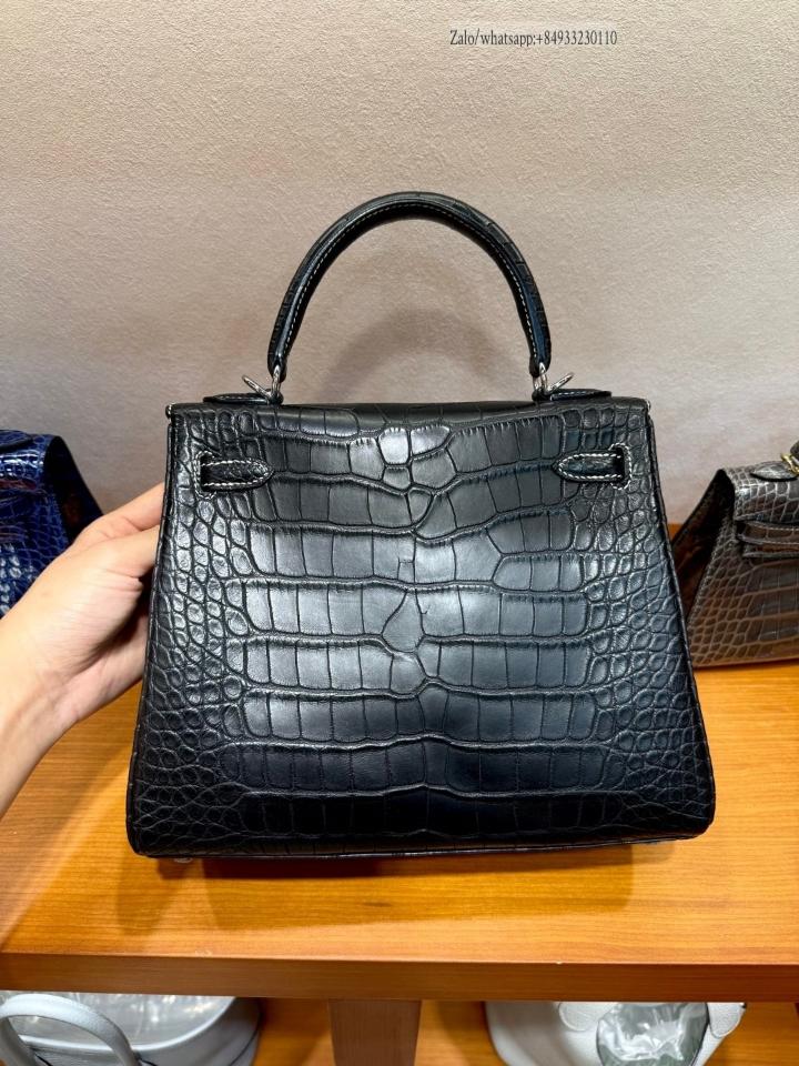 Hermès Kelly 25cm Noir Alligator PHW -duoc-ban-tai-Hvip Bags and Accessories