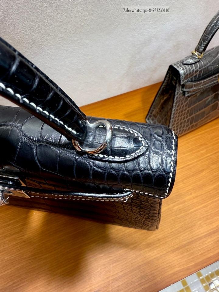 Hermès Kelly 25cm Noir Alligator PHW -duoc-ban-tai-Hvip Bags and Accessories