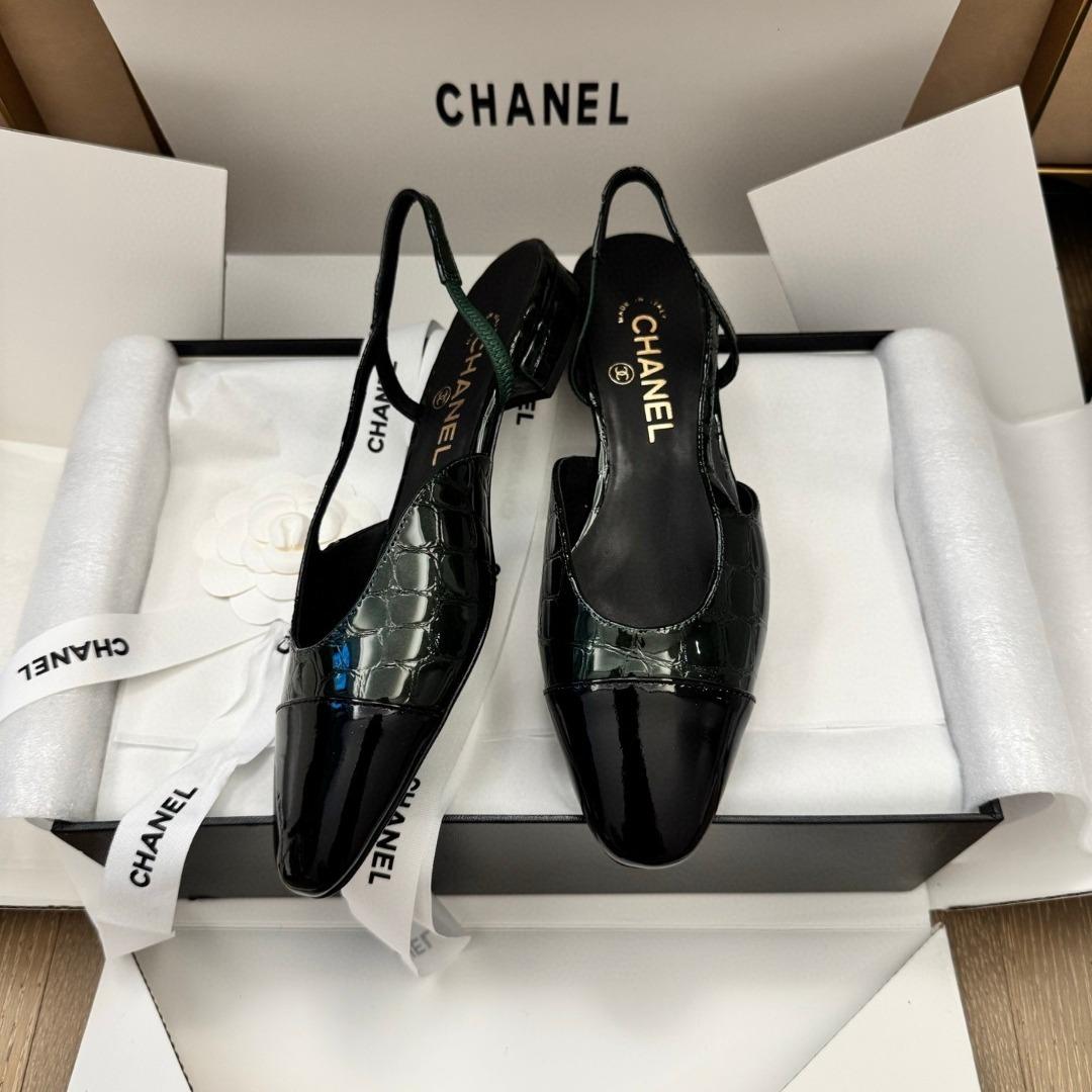 Chanel Slingbacks Crocodile Embossed Patent Calfskin & Patent Calfskin 20mm G39221-duoc-ban-tai-Hvip Shoes and Clothes