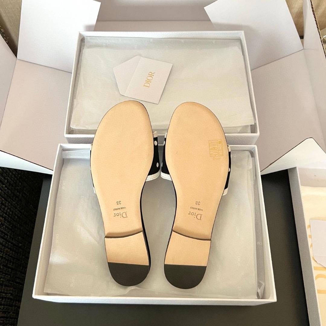 Dior Dway Slide Cotton Embroidered black and white-duoc-ban-tai-Hvip Shoes and Clothes