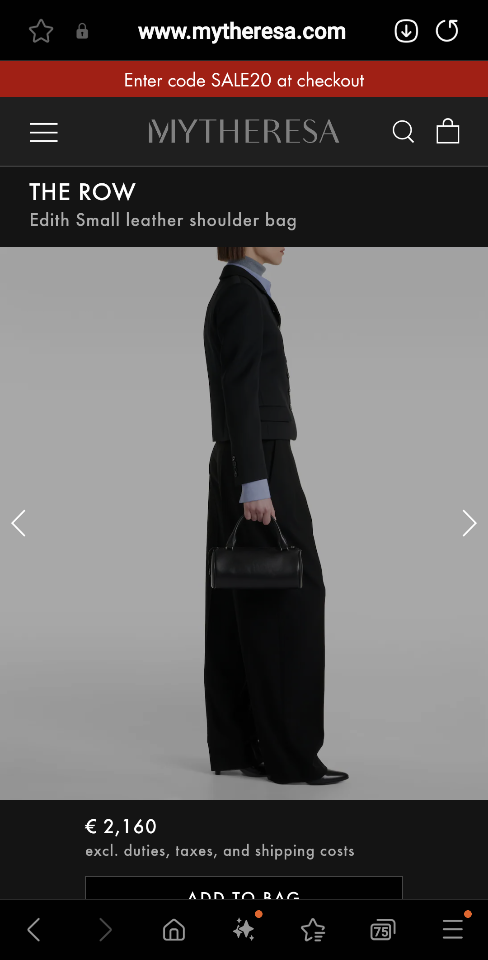 THE ROW 
Edith Small leather shoulder bag black 25x9x13x12cm-duoc-ban-tai-Hvip Bags and Accessories